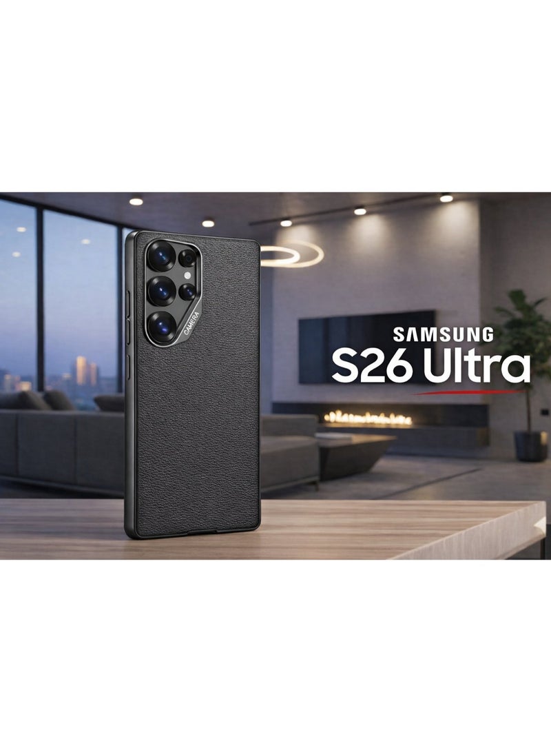 سامسونج جالاكسي إس 26 ألترا، غطاء جلدي، مقاوم للصدمات والسقوط، غطاء حماية رفيع، تم اختباره ثلاث مرات وفقًا للمعايير العسكرية، أسود - Image 1